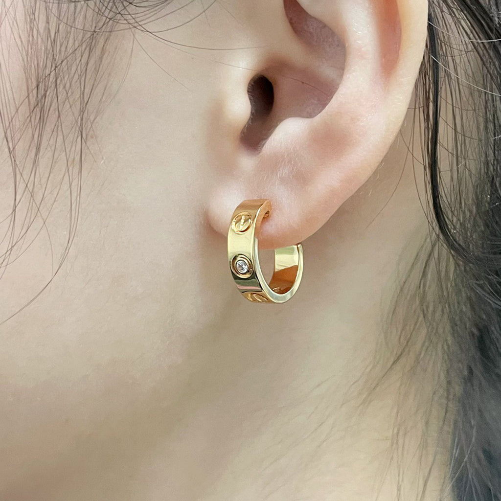 [Luxe Jewelry]LOVE EARRINGS 5.7MM 2 DIAMONDS