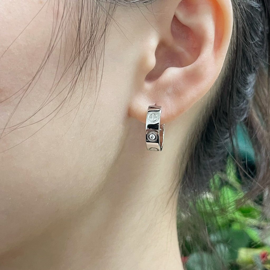 [Luxe Jewelry]LOVE EARRINGS 5.7MM 2 DIAMONDS
