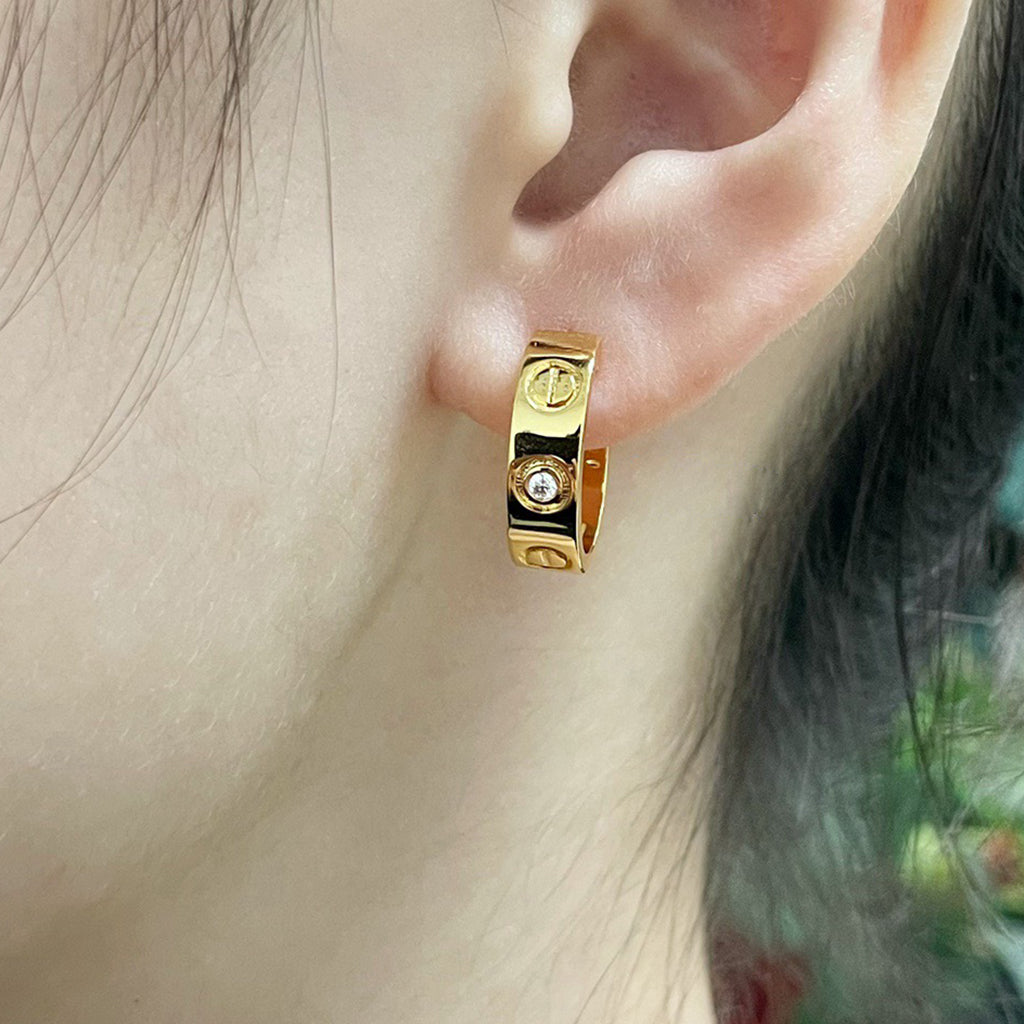 [Luxe Jewelry]LOVE EARRINGS 5.7MM 2 DIAMONDS
