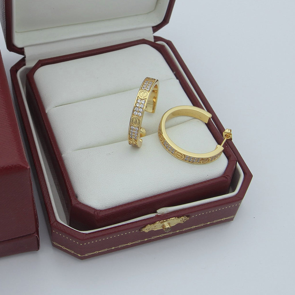 [Luxe Jewelry]LOVE EARRINGS 3.6MM DIAMOND PAVED