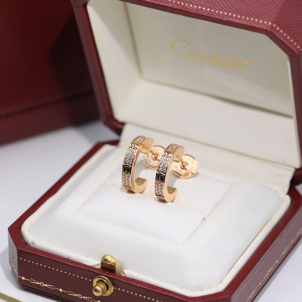 [Luxe Jewelry]LOVE 5.5MM DIAMOND PAVED EARRINGS