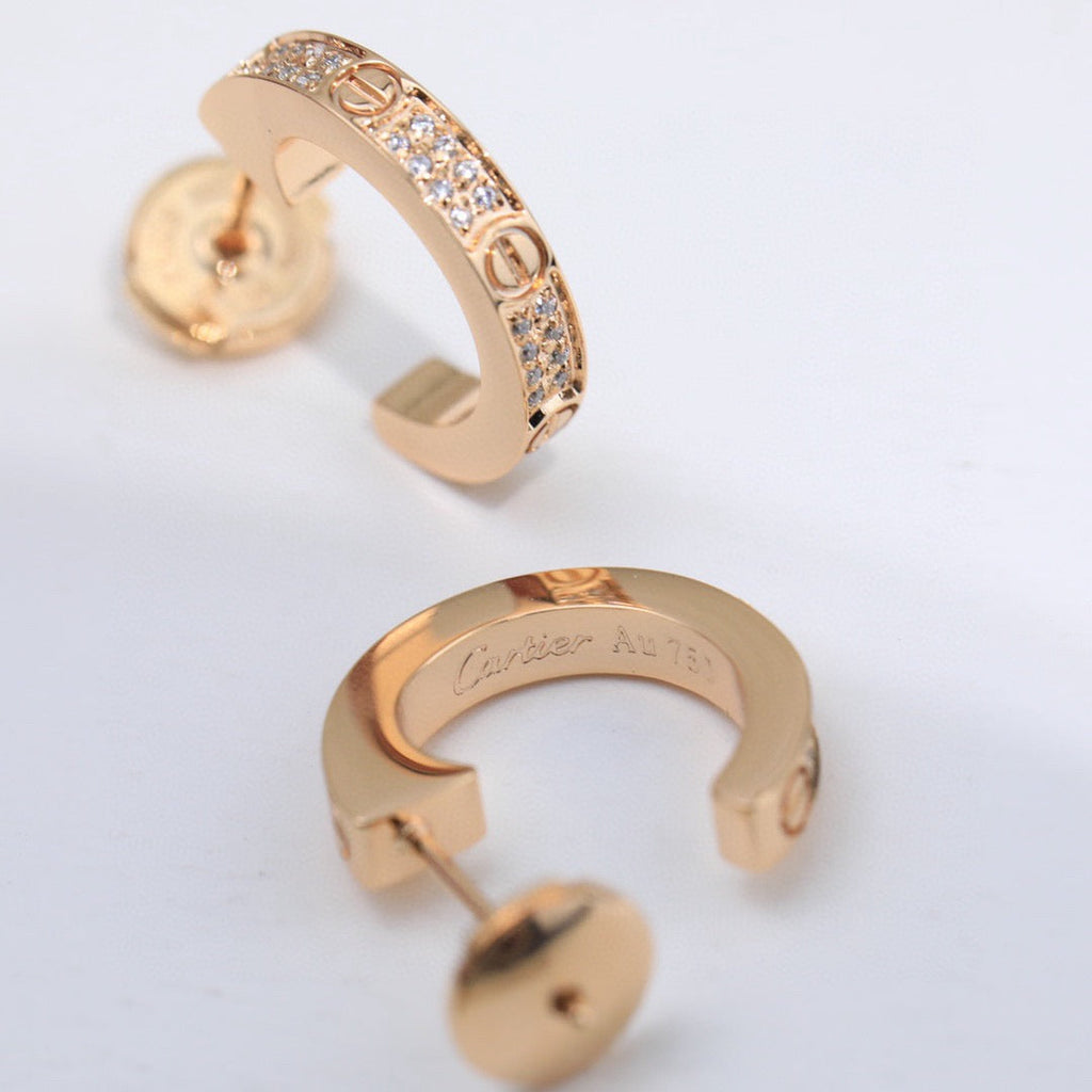 [Luxe Jewelry]LOVE 5.5MM DIAMOND PAVED EARRINGS