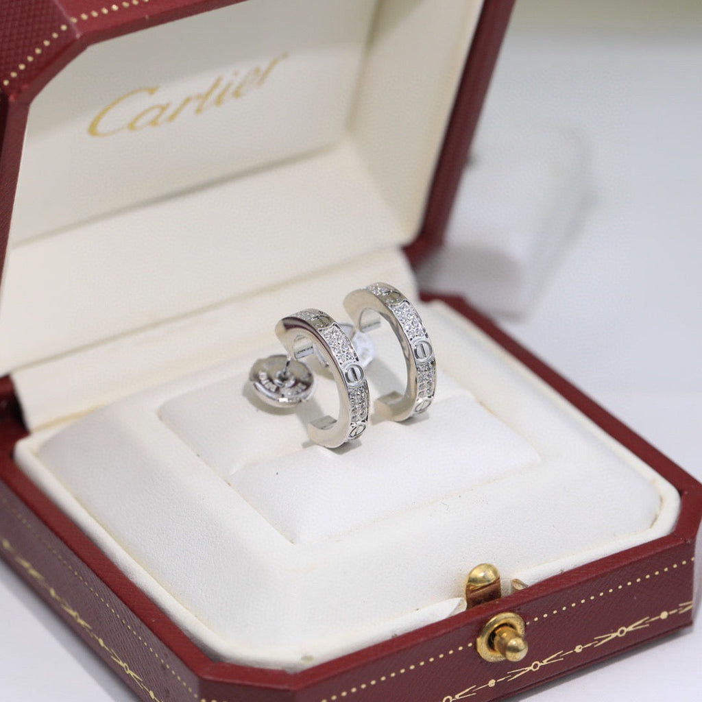 [Luxe Jewelry]LOVE 5.5MM DIAMOND PAVED EARRINGS