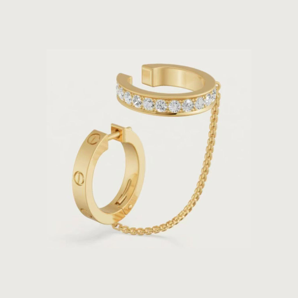 [Luxe Jewelry]LOVE 3.0MM HALF DIAMOND EARRINGS