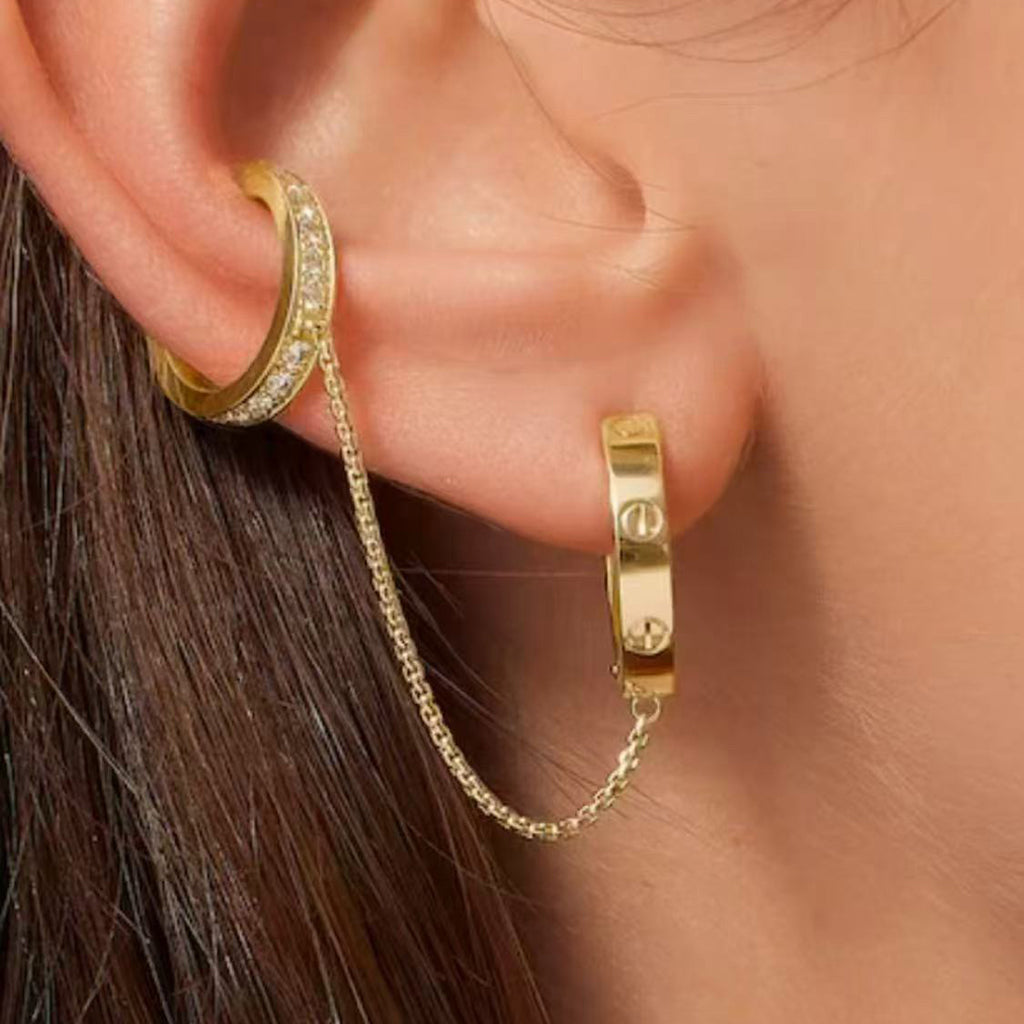 [Luxe Jewelry]LOVE 3.0MM HALF DIAMOND EARRINGS