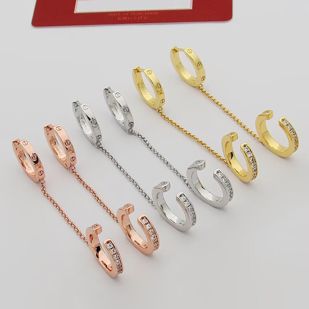 [Luxe Jewelry]LOVE 3.0MM HALF DIAMOND EARRINGS