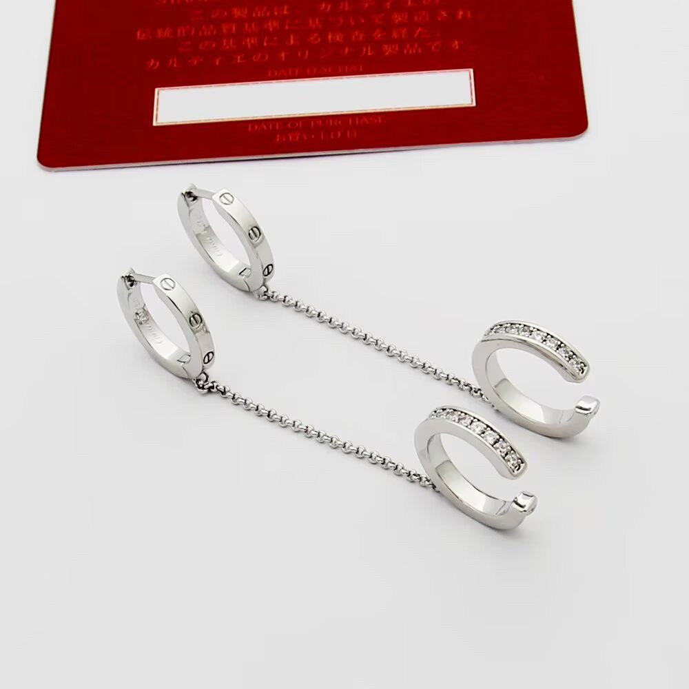 [Luxe Jewelry]LOVE 3.0MM HALF DIAMOND EARRINGS