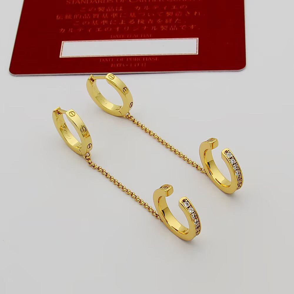 [Luxe Jewelry]LOVE 3.0MM HALF DIAMOND EARRINGS