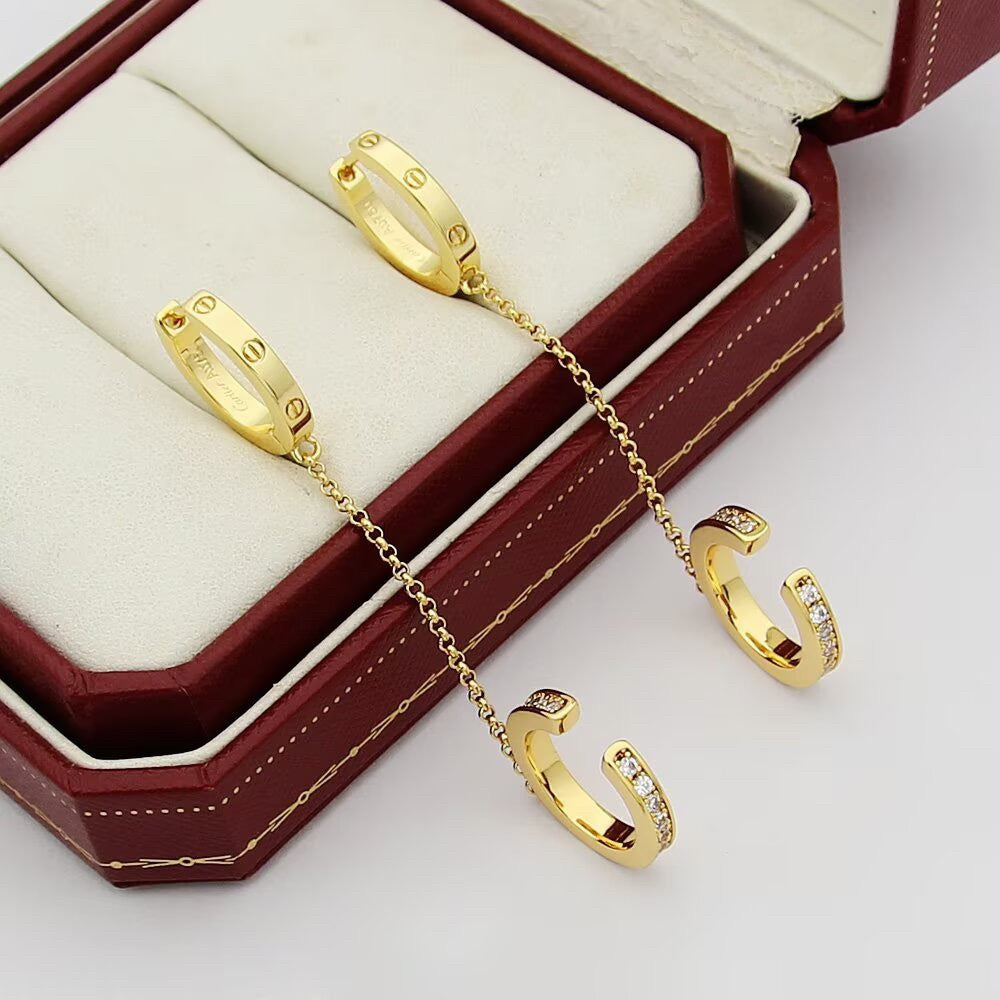 [Luxe Jewelry]LOVE 3.0MM HALF DIAMOND EARRINGS