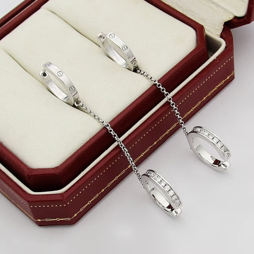 [Luxe Jewelry]LOVE 3.0MM HALF DIAMOND EARRINGS