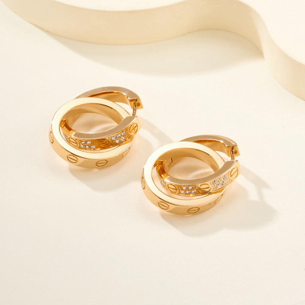 [Luxe Jewelry]LOVE 3.3MM DANGLE HALF DIAMOND EARRINGS