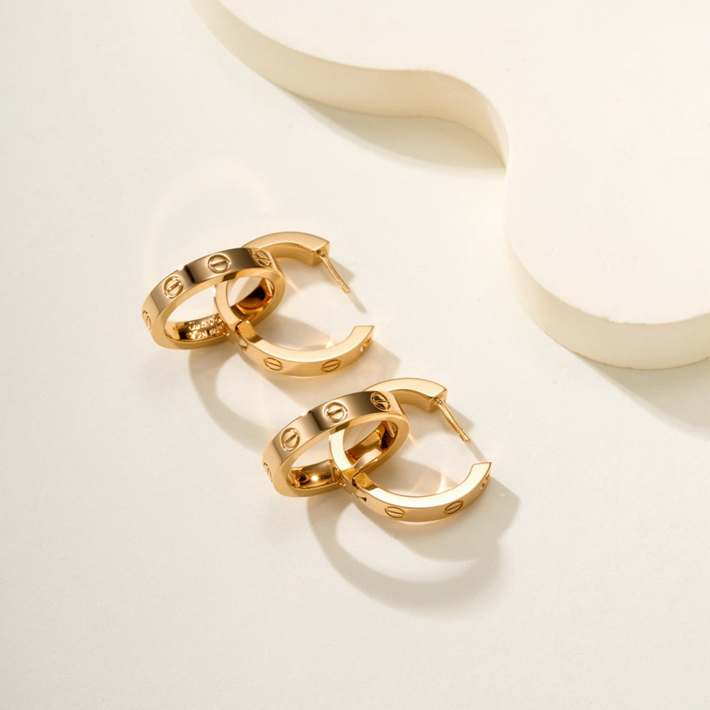 [Luxe Jewelry]LOVE 3.3MM DANGLE HALF DIAMOND EARRINGS
