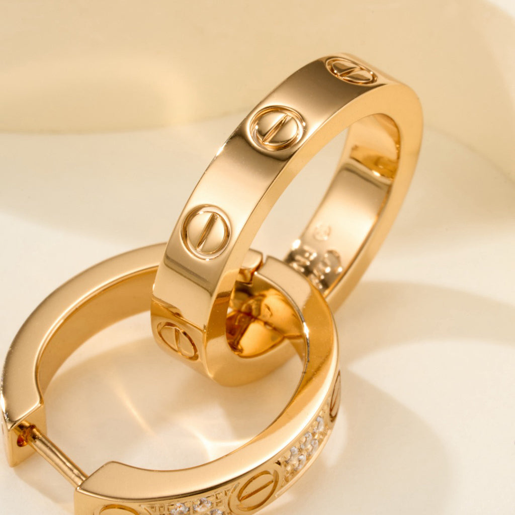 [Luxe Jewelry]LOVE 3.3MM DANGLE HALF DIAMOND EARRINGS