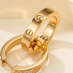 [Luxe Jewelry]LOVE 3.3MM DANGLE HALF DIAMOND EARRINGS