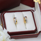 [Luxe Jewelry]TRINITY HALF DIAMOND  CLASSIC EARRINGS