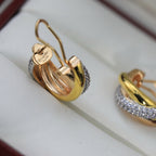 [Luxe Jewelry]TRINITY HALF DIAMOND  CLASSIC EARRINGS