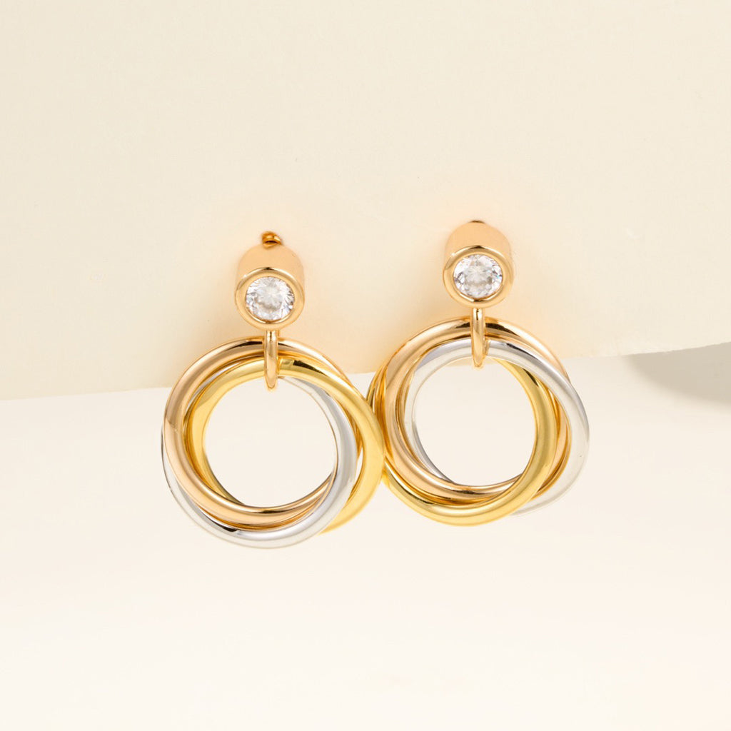 [Luxe Jewelry]TRINITY ON DIAMOND  EARRINGS