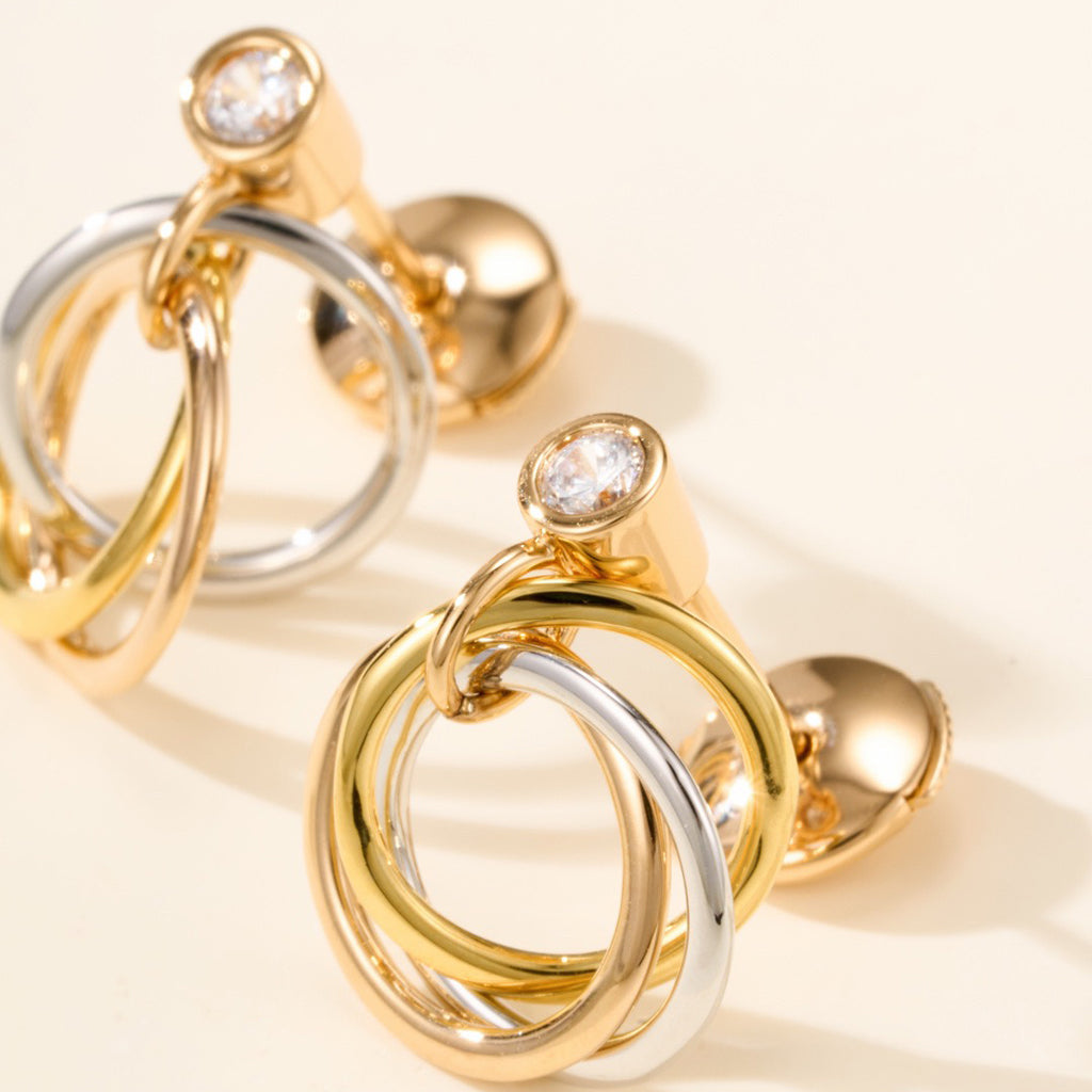 [Luxe Jewelry]TRINITY ON DIAMOND  EARRINGS