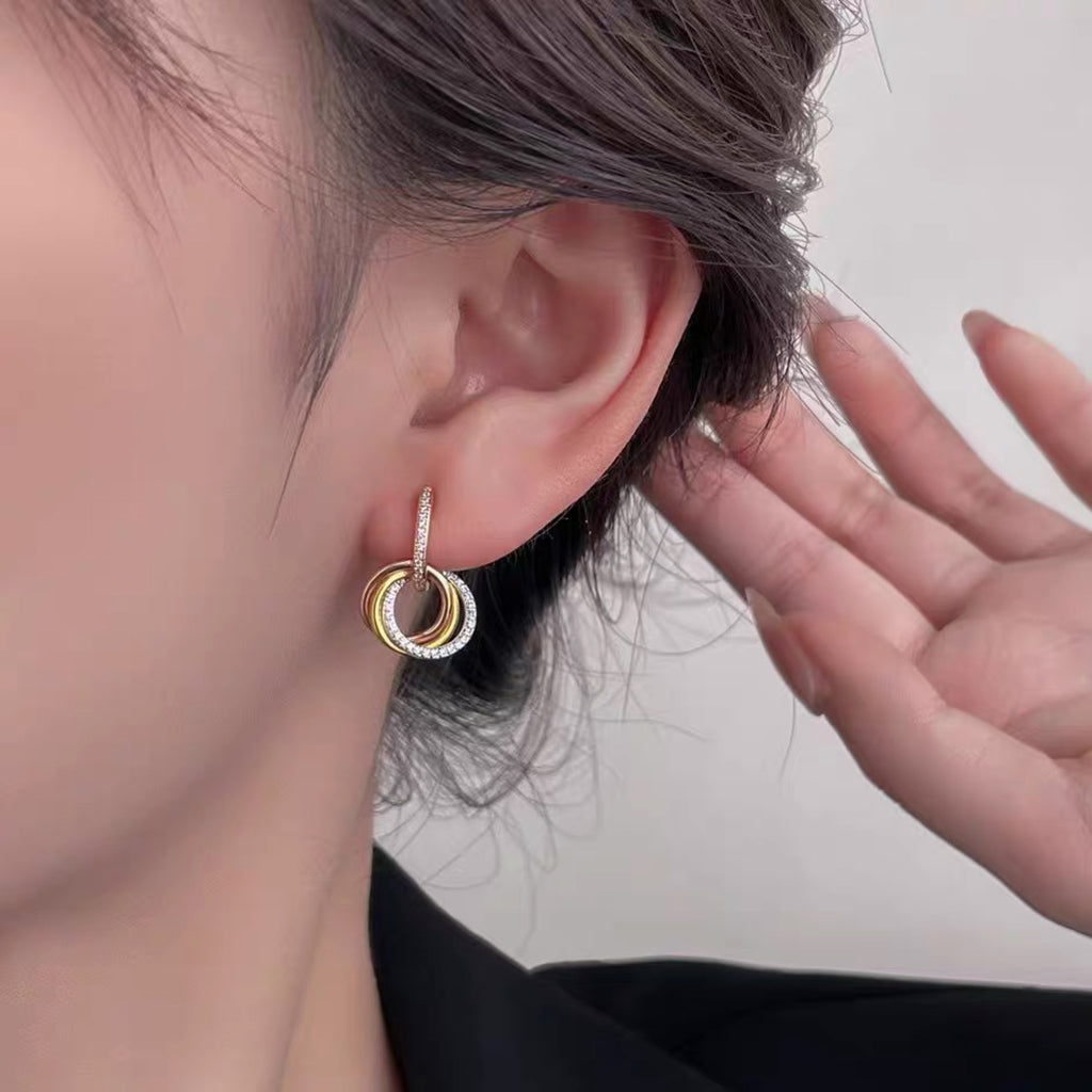 [Luxe Jewelry]TRINITY HALF DIAMOND  EARRINGS
