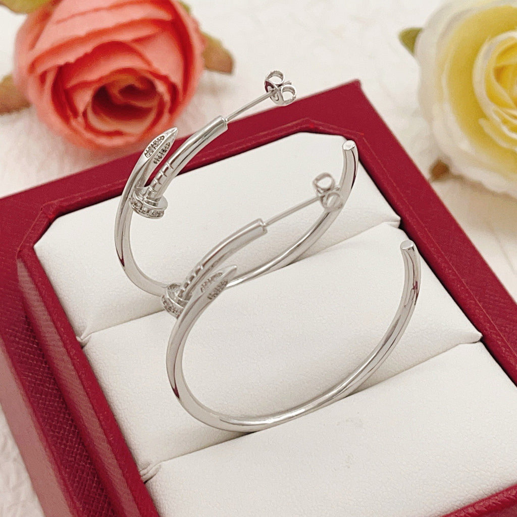 [Luxe Jewelry]JUSTE HALF DIAMOND LARGE EARRINGS