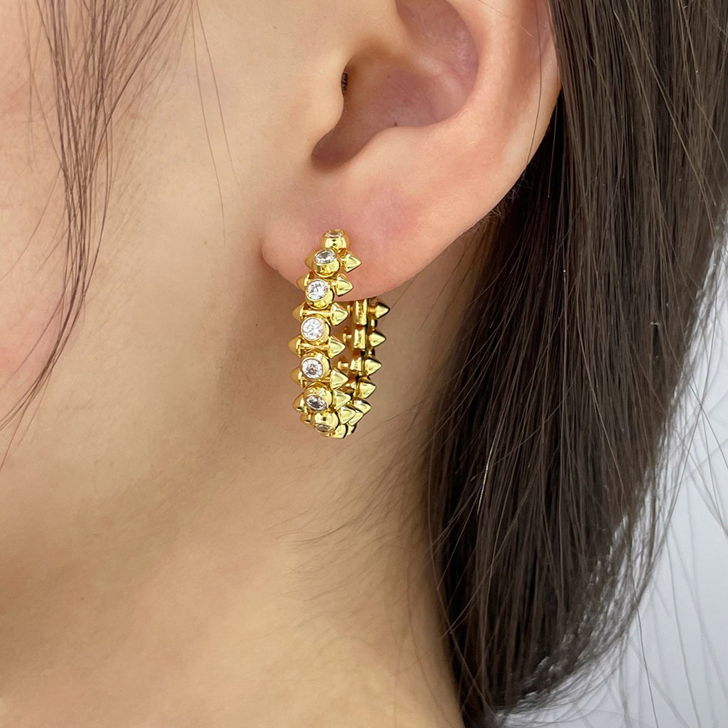 [Luxe Jewelry]CLASH FULL DIAMOND MEDIUM EARRINGS