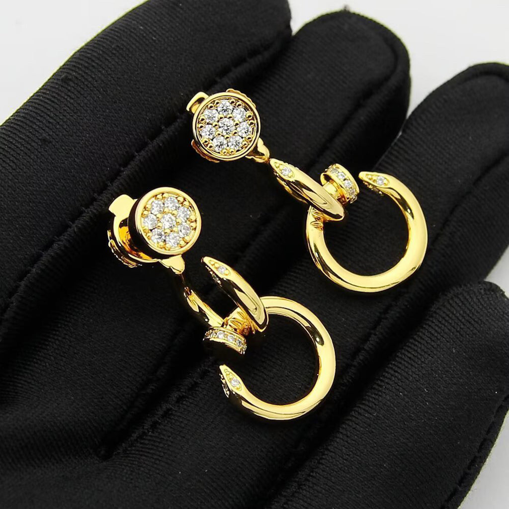 [Luxe Jewelry]JUSTE HALF DIAMOND DOUBLE EARRINGS