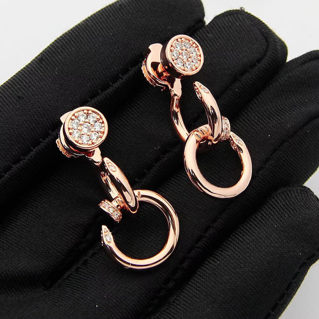 [Luxe Jewelry]JUSTE HALF DIAMOND DOUBLE EARRINGS