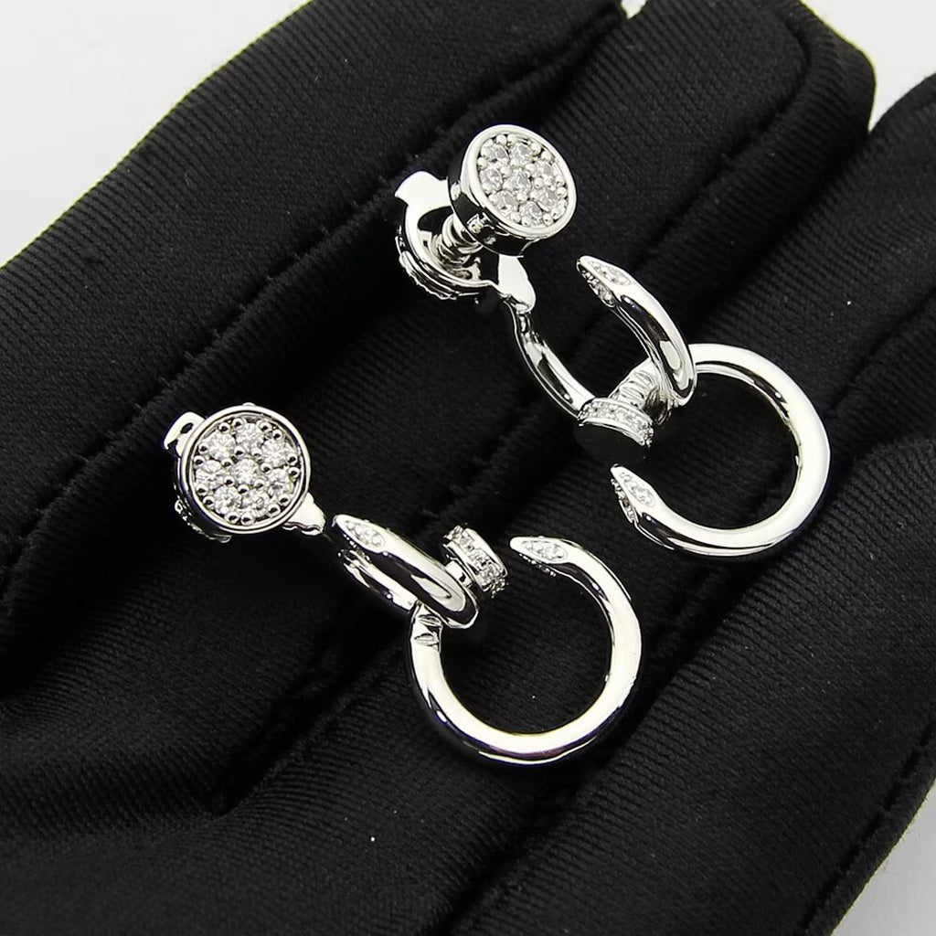 [Luxe Jewelry]JUSTE HALF DIAMOND DOUBLE EARRINGS