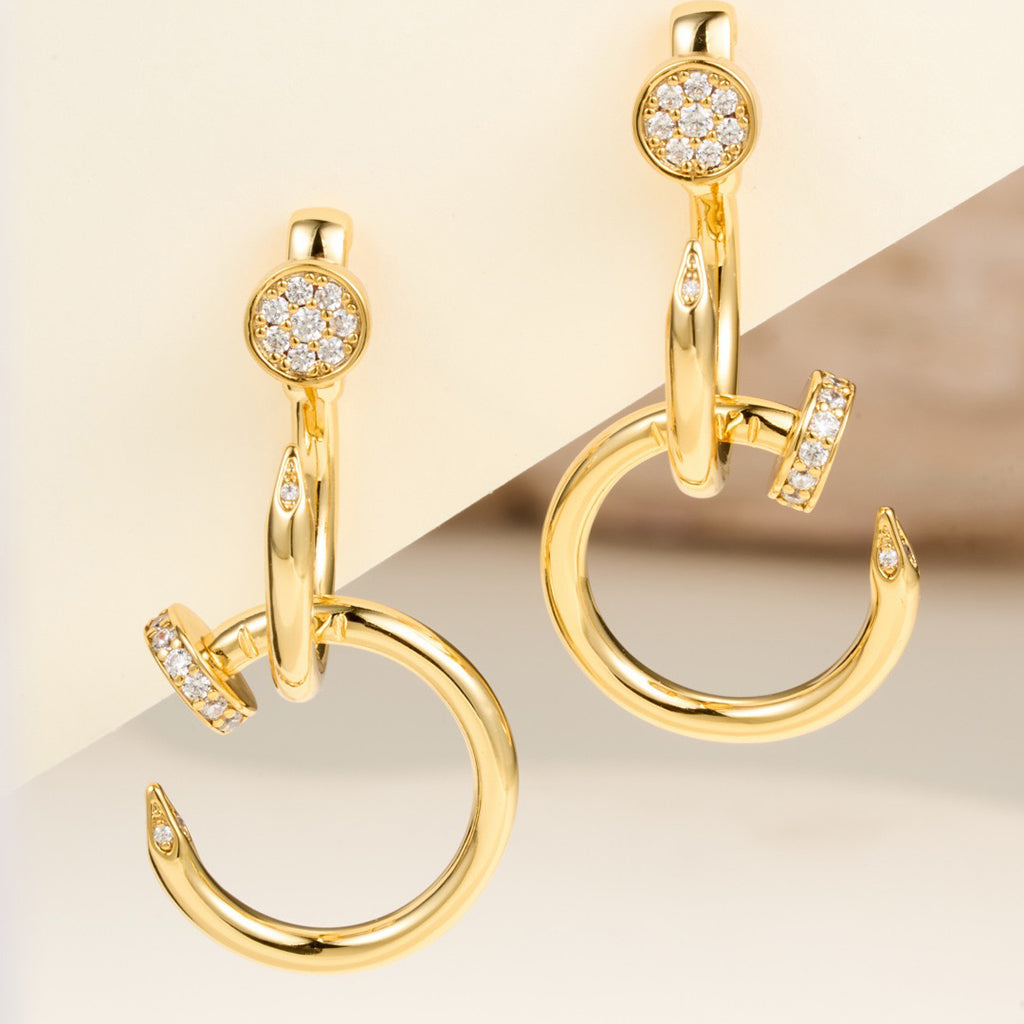 [Luxe Jewelry]JUSTE HALF DIAMOND DOUBLE EARRINGS