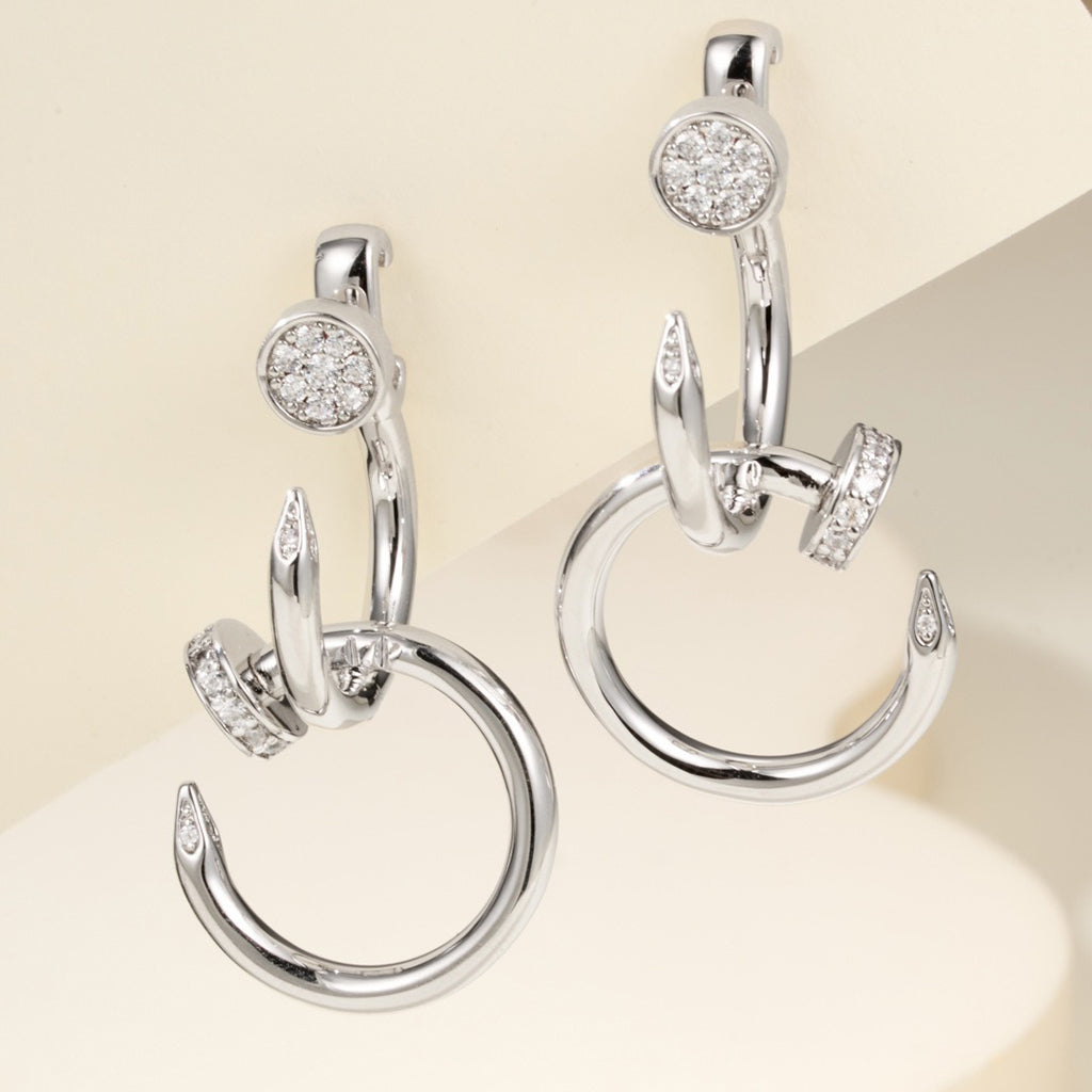 [Luxe Jewelry]JUSTE HALF DIAMOND DOUBLE EARRINGS
