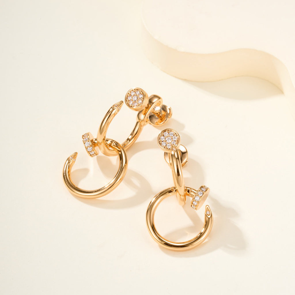 [Luxe Jewelry]JUSTE HALF DIAMOND DOUBLE EARRINGS