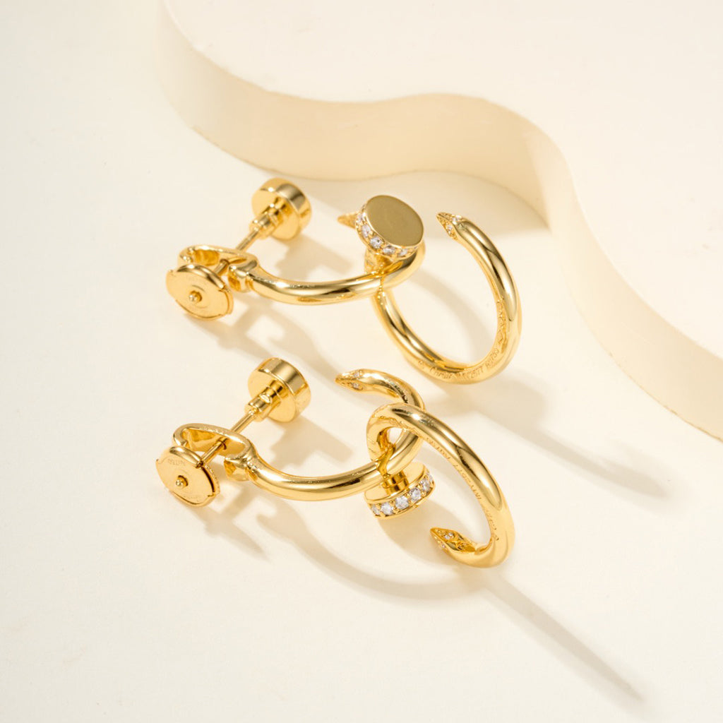 [Luxe Jewelry]JUSTE HALF DIAMOND DOUBLE EARRINGS