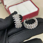 [Luxe Jewelry]CLASH 9.2MM FULL DIAMOND DOUBLE ROW EARRINGS