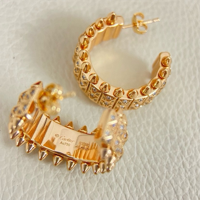 [Luxe Jewelry]CLASH 9.2MM FULL DIAMOND DOUBLE ROW EARRINGS