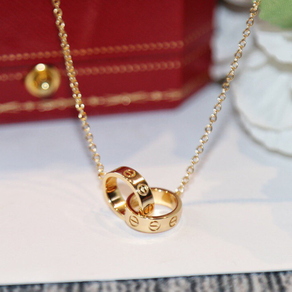 [Luxe Jewelry]LOVE DOUBLE RING NECKLACE