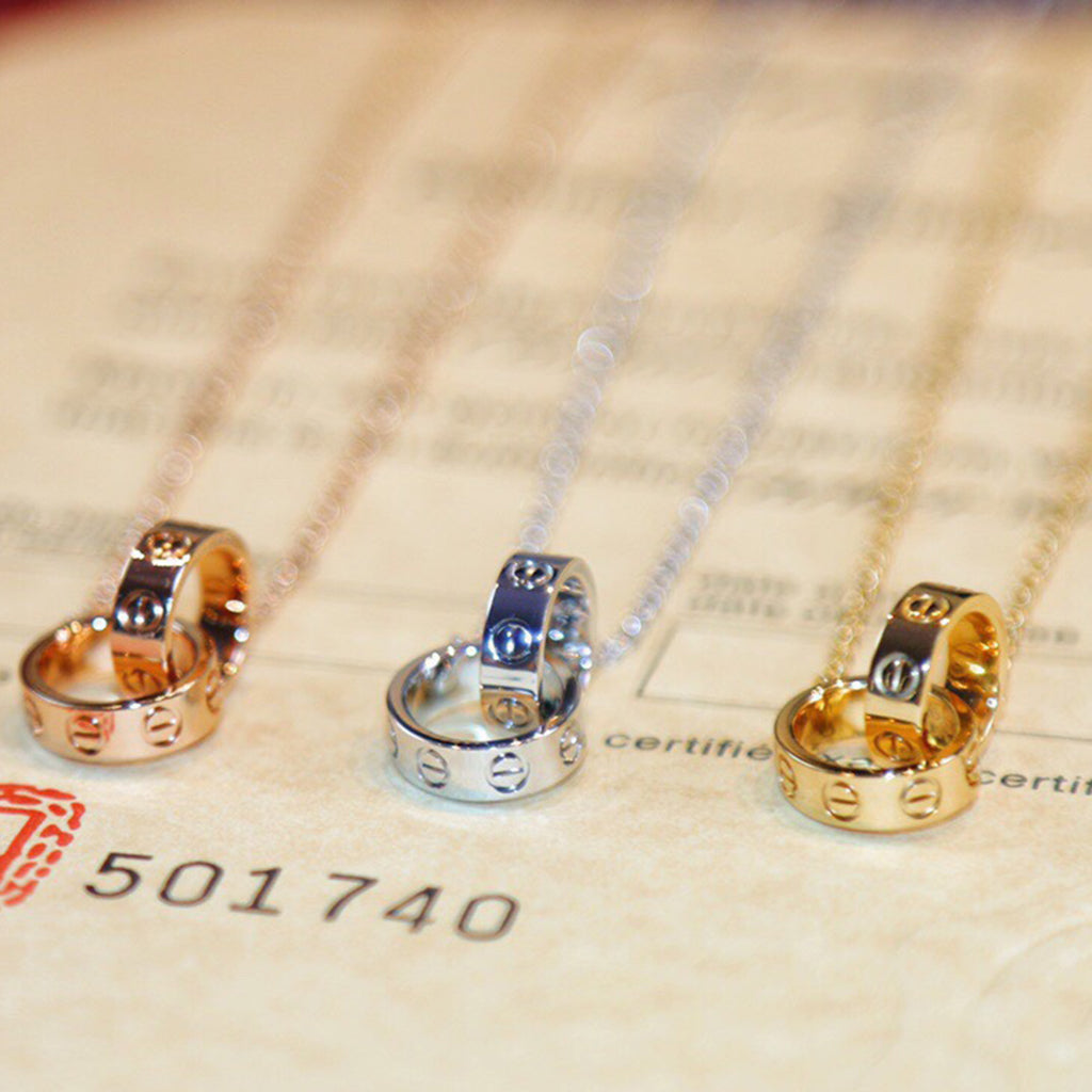 [Luxe Jewelry]LOVE DOUBLE RING NECKLACE
