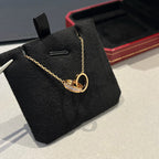 [Luxe Jewelry]LOVE DOUBLE RING HALF DIAMOND NECKLACE