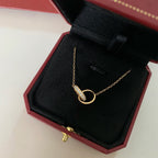 [Luxe Jewelry]LOVE DOUBLE RING HALF DIAMOND NECKLACE