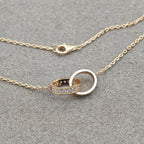[Luxe Jewelry]LOVE DOUBLE RING HALF DIAMOND NECKLACE