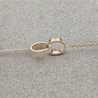 [Luxe Jewelry]LOVE DOUBLE RING HALF DIAMOND NECKLACE