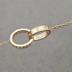 [Luxe Jewelry]LOVE DOUBLE RING HALF DIAMOND NECKLACE