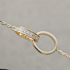 [Luxe Jewelry]LOVE DOUBLE RING HALF DIAMOND NECKLACE
