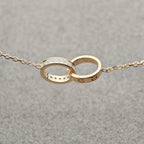 [Luxe Jewelry]LOVE DOUBLE RING HALF DIAMOND NECKLACE