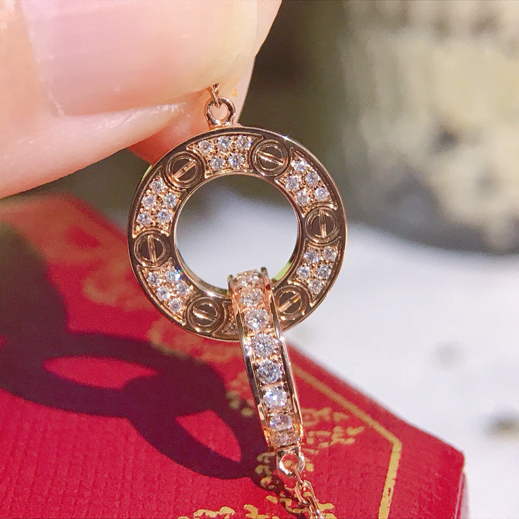 [Luxe Jewelry]LOVE  FULL DIAMOND PENDANT NECKLACE