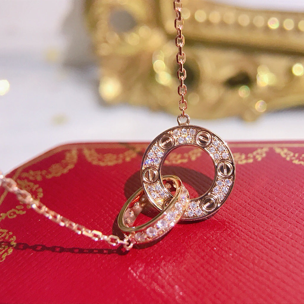 [Luxe Jewelry]LOVE  FULL DIAMOND PENDANT NECKLACE