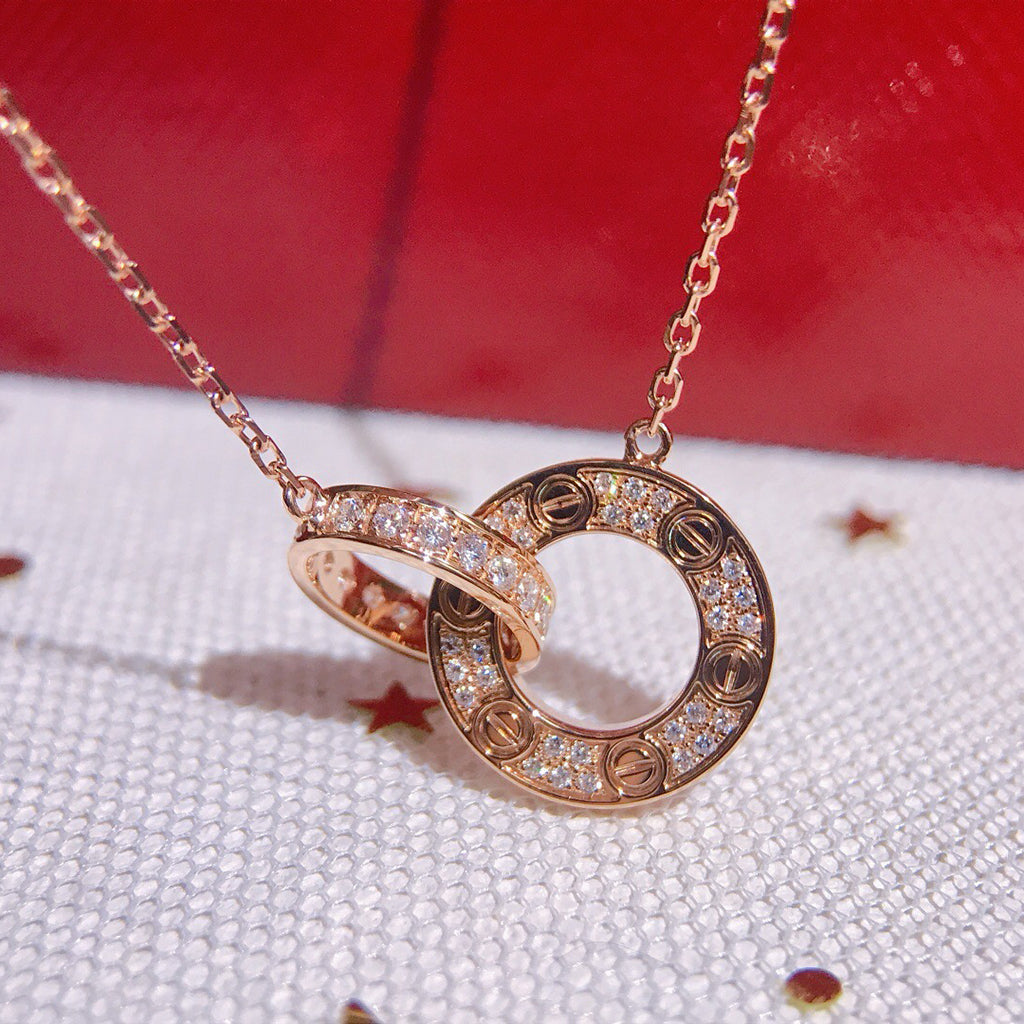 [Luxe Jewelry]LOVE  FULL DIAMOND PENDANT NECKLACE