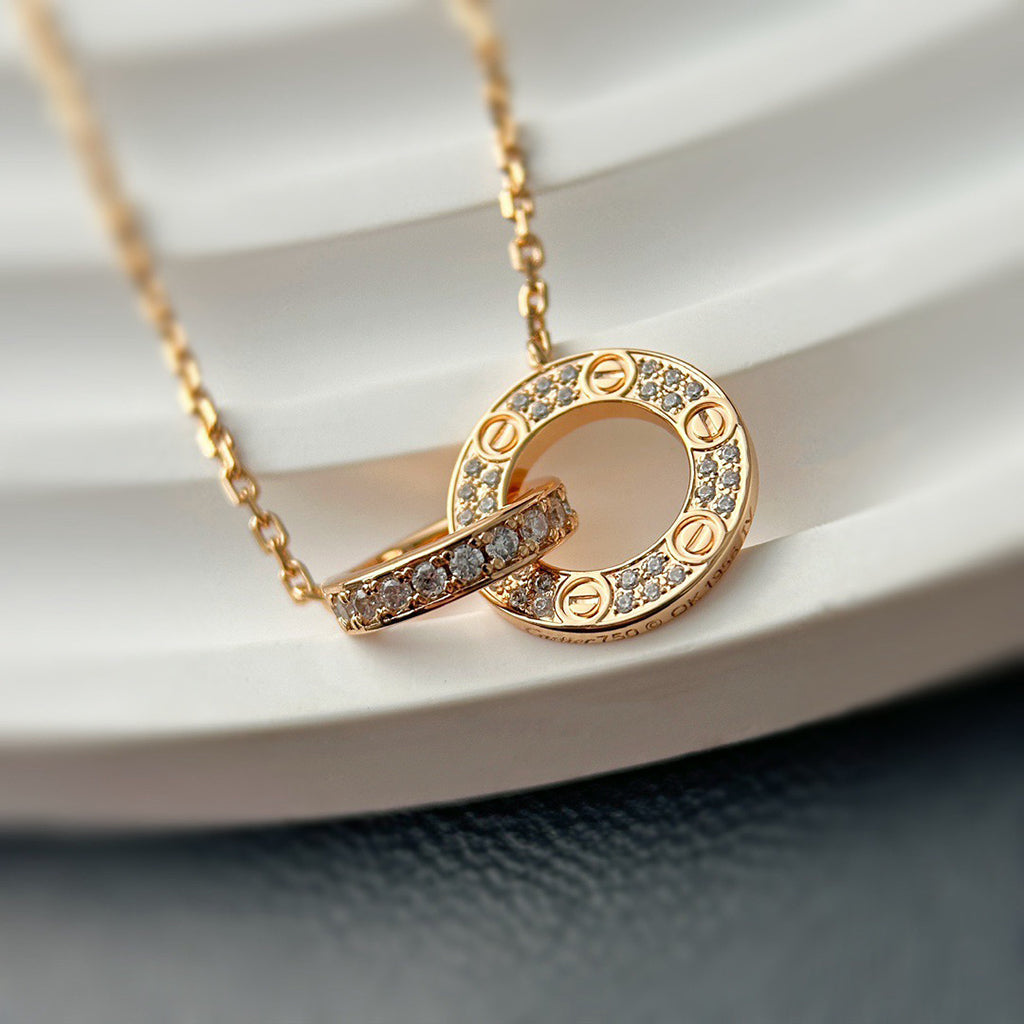 [Luxe Jewelry]LOVE  FULL DIAMOND PENDANT NECKLACE