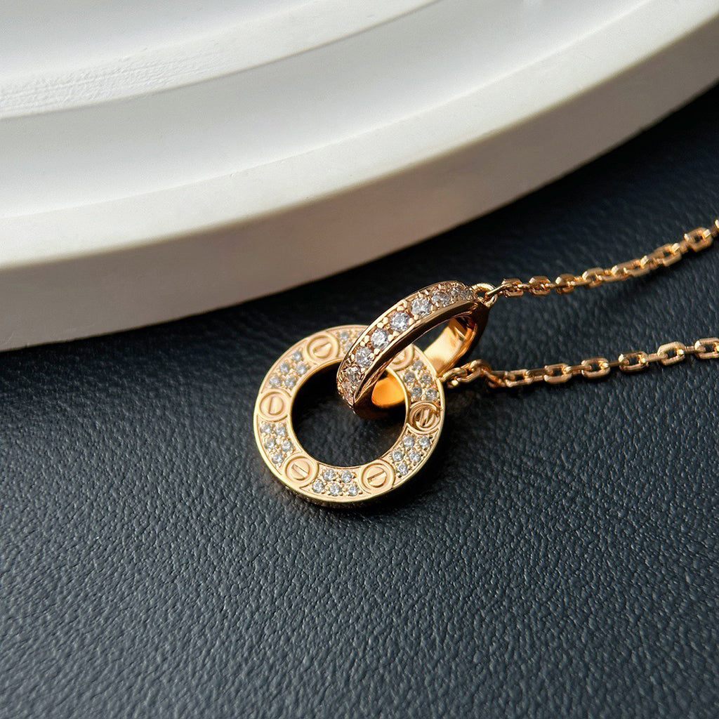 [Luxe Jewelry]LOVE  FULL DIAMOND PENDANT NECKLACE