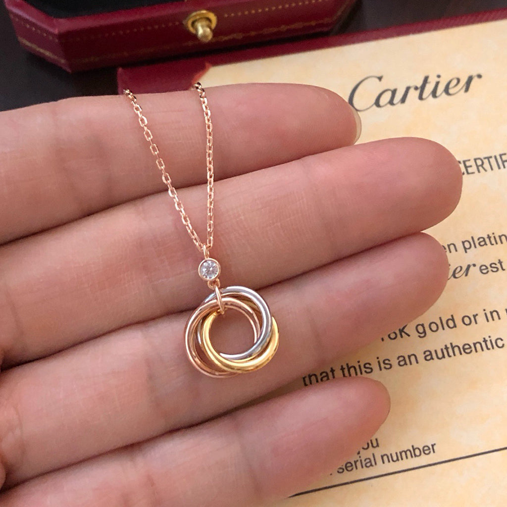 [Luxe Jewelry]TRINITY  NECKLACE 1 DIAMOND