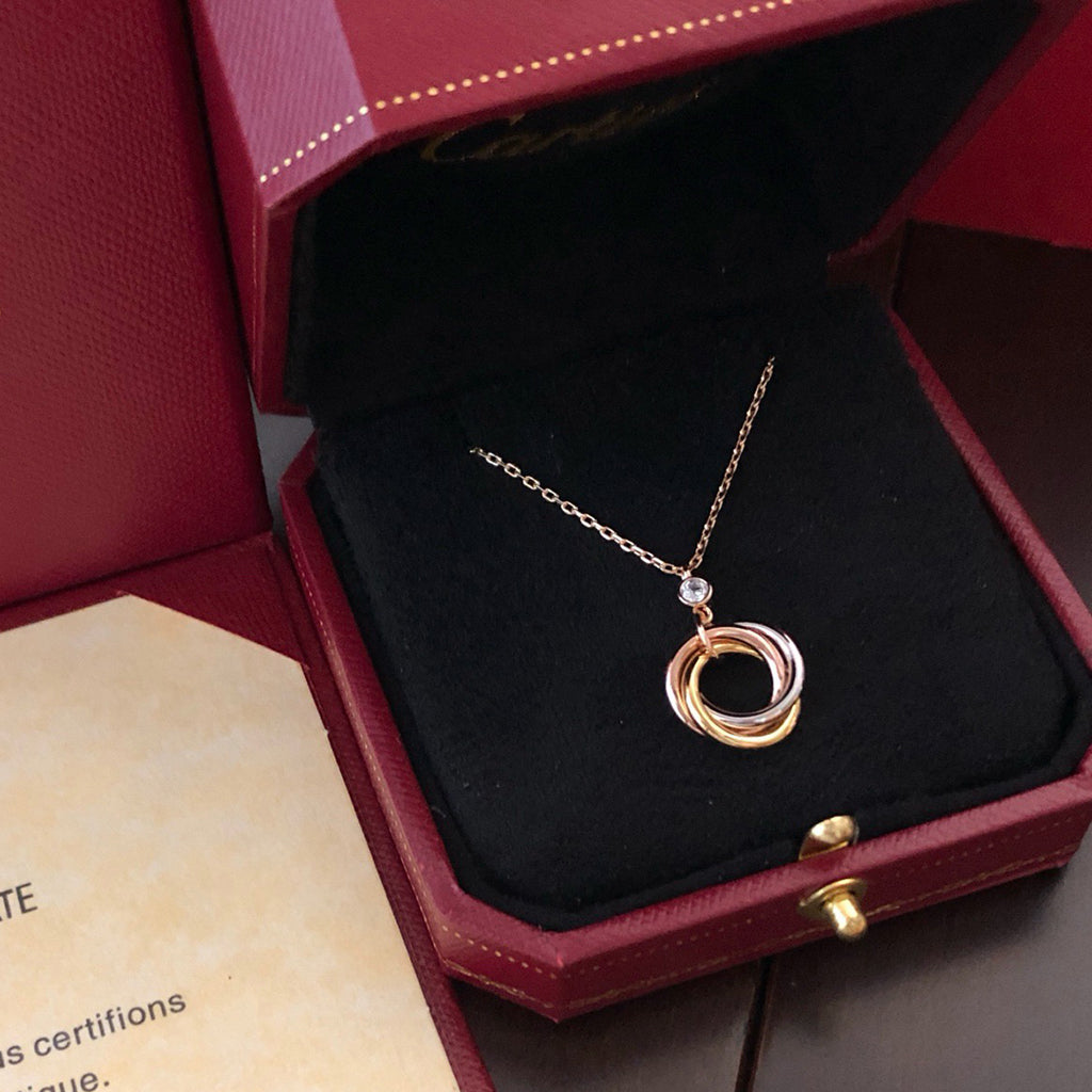 [Luxe Jewelry]TRINITY  NECKLACE 1 DIAMOND